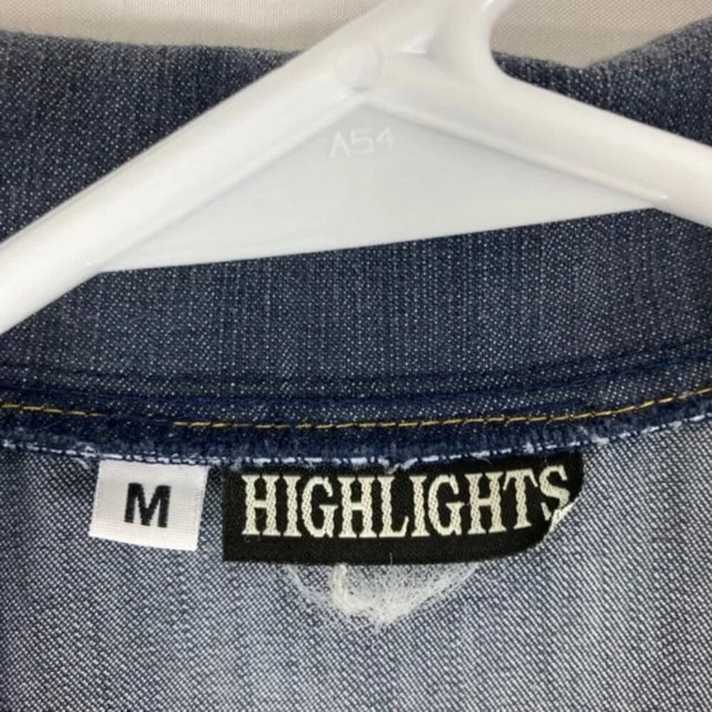 Womens‎ Vintage Highlights Chambray Jean Zip Jacket Blue M